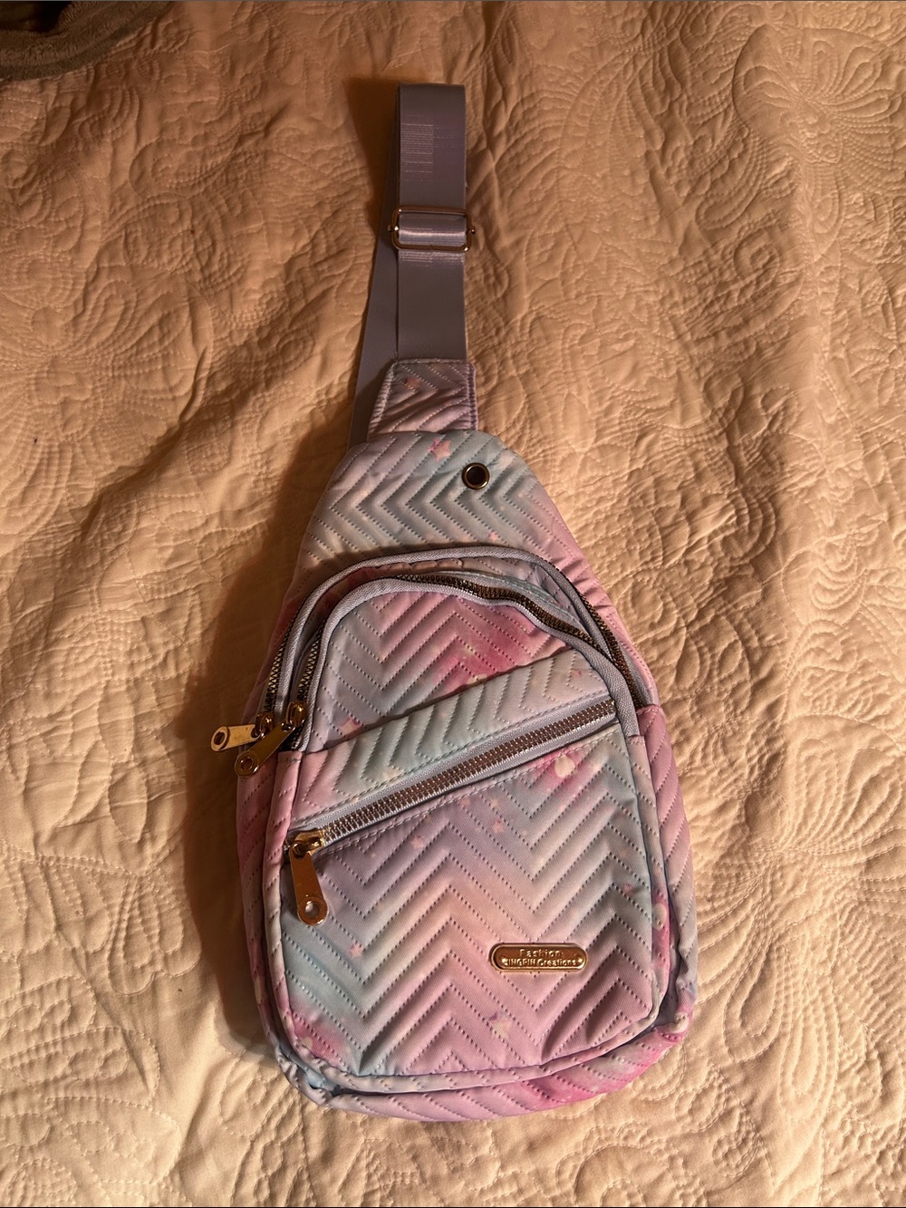 Quilted Pastel Tie-Dye Crossbody Sling Bag - Multicolor